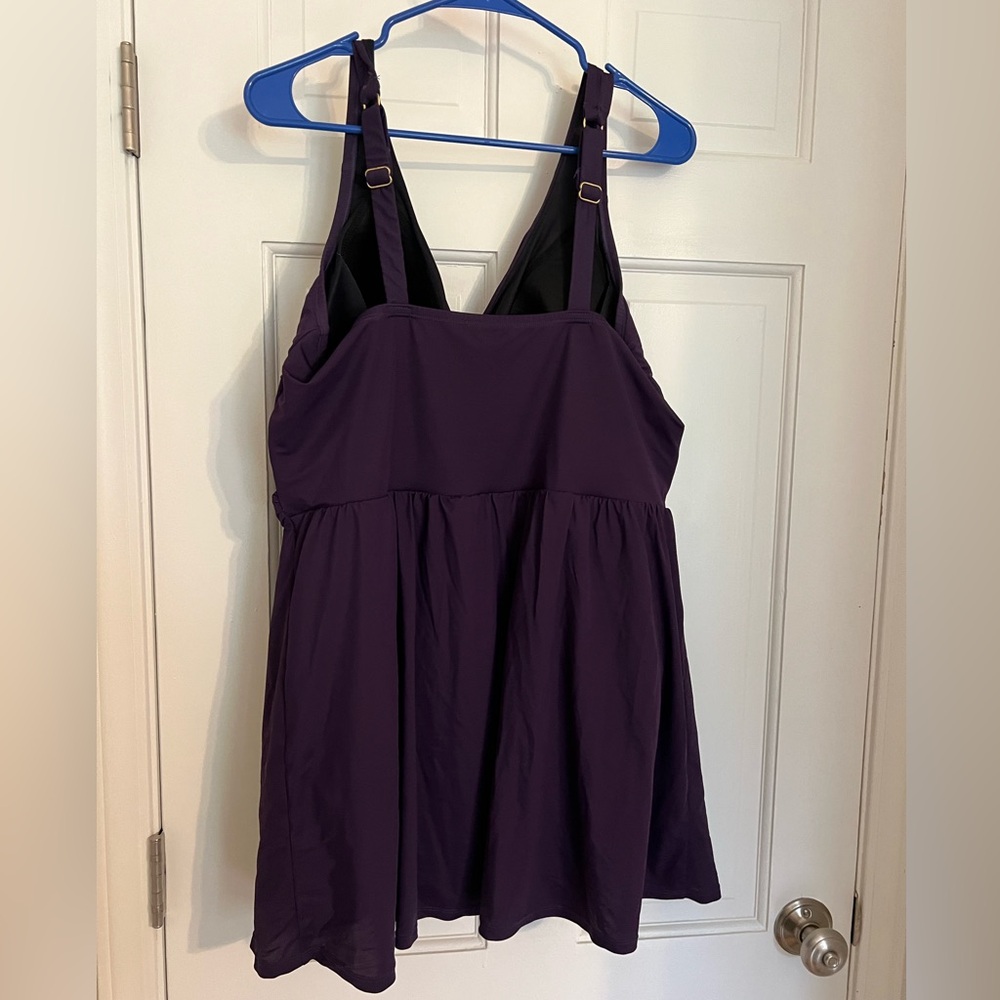 Lands’ End SlenderSuit Wrap Swim Dress One‑Piece Women’s Plus 20W Tummy Control - Picture 6 of 7